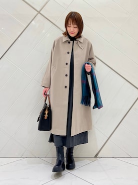 「アイテム（テーラードジャケット、ベージュ系）」を使った、IKUさん（レディース・161cm）の冬コーディネート