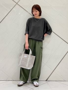 「ORCIVAL（オーシバル）のORCIVAL　TOTE BAG SMALL（トートバッグ）」を使った、IKUさん（レディース・161cm）の秋コーディネート