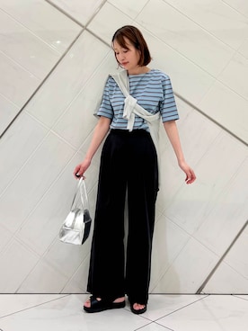 「アイテム（ボストンバッグ、シルバー系）」を使った、IKUさん（レディース・161cm）の夏コーディネート