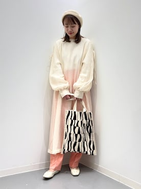 「シアーワンピース」｜「アイテム（バレエシューズ）」を使った、IKUさん（レディース・160cm）の春コーディネート