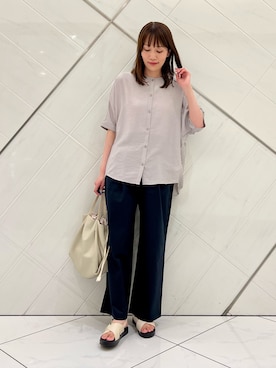 「URBAN RESEARCH DOORS（アーバンリサーチドアーズ）のバックシャーリングドルマンブラウス（シャツ/ブラウス、グレー系）」を使った、IKUさん（レディース・161cm）の夏コーディネート