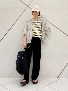 「URBAN RESEARCH DOORS（アーバンリサーチドアーズ）の『UVカット/接触冷感/吸水速乾』ドライタッチリラックスパンツ（その他パンツ）」を使った、IKUさん（レディース・161cm）の夏コーディネート