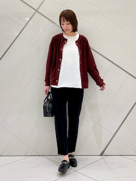 「アイテム（ボストンバッグ）」を使った、IKUさん（レディース・161cm）の秋コーディネート