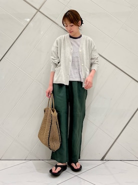 「URBAN RESEARCH DOORS（アーバンリサーチドアーズ）のウォッシャブルブライトカーディガン（カーディガン/ボレロ、ベージュ系）」を使った、IKUさん（レディース・161cm）の春コーディネート