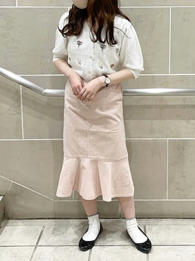 「アイテム（デニムスカート）」を使った、ゆうかさん（レディース・155cm）の夏コーディネート