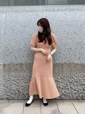 「アイテム（ワンピース、オレンジ系）」を使った、ゆうかさん（レディース・155cm）の夏コーディネート