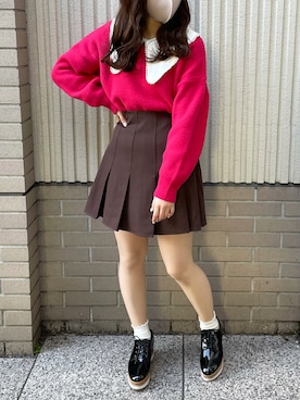 「襟付きトップス」｜「アイテム（その他シューズ）」を使った、ゆうかさん（レディース・155cm）の秋コーディネート