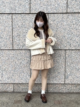 「one after another NICE CLAUP（ワンアフターアナザーナイスクラップ）のアイテム（ライダースジャケット）」を使った、ゆうかさん（レディース・155cm）の夏コーディネート