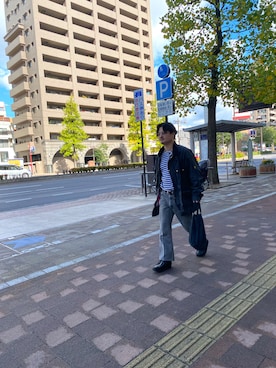 「Graphpaper（グラフペーパー）のアイテム（バッグ）」を使った、マーシーさん（メンズ・165cm）の秋コーディネート