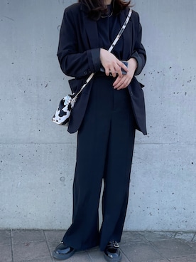 「GOGOSING（ゴゴシング）のアイテム（ノーカラージャケット）」を使った、N.さん（レディース・154cm）の秋コーディネート