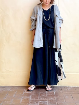 「RIVE DROITE（リヴドロワ）の《予約》【MAUA JEWELRY（マウアジュエリー）】ロングネックレス（ネックレス）」を使った、natsuさん（レディース・153cm）の夏コーディネート