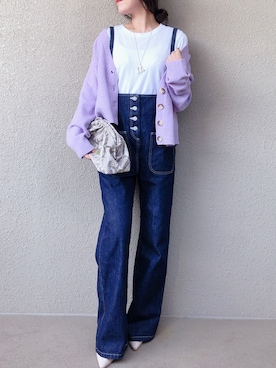 「カーディガンコーデ」｜「アイテム（オールインワン・サロペット）」を使った、manaminowearさん（レディース・158cm）の秋コーディネート