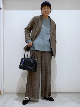 「アイテム（帽子、ブルー系）」を使った、osumiさん（レディース・174cm）の冬コーディネート