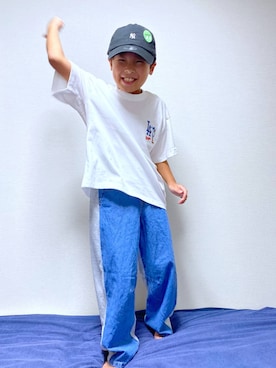 「GLOBAL WORK（グローバルワーク）のGOODデニムコクーンアソートパンツ/キッズ/1042913（デニムパンツ、ブルー系）」を使った、osumiさん（レディース・174cm）の夏コーディネート