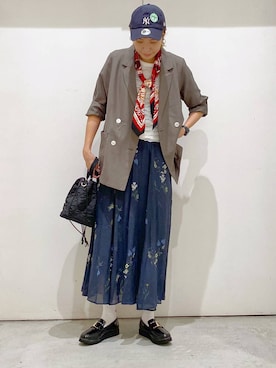 「アイテム（バンダナ/スカーフ）」を使った、osumiさん（レディース・174cm）の秋コーディネート