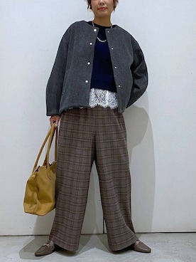 「アイテム（ノーカラーコート）」を使った、osumiさん（レディース・174cm）の秋コーディネート