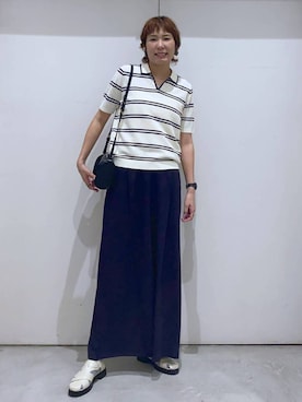 「GLOBAL WORK（グローバルワーク）のさらさらリラックスイージーパンツ/636563（Pants、ブルー系）」を使った、osumiさん（レディース・174cm）の春コーディネート