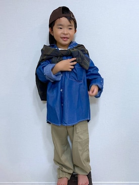 「GLOBAL WORK（グローバルワーク）のアイテム（キャップ）」を使った、osumiさん（キッズ・115cm）の秋コーディネート