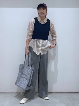 「GLOBAL WORK（グローバルワーク）のUVカットロゴ刺繍キャップ/323397（Cap、レッド系）」を使った、osumiさん（レディース・174cm）の春コーディネート