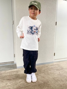 「アイテム（Tシャツ/カットソー）」を使った、osumiさん（キッズ・121cm）の秋コーディネート