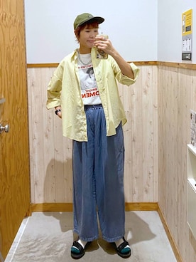 「GLOBAL WORK（グローバルワーク）の2連カラービーズネックレス/490051（ネックレス、ブルー系）」を使った、osumiさん（レディース・174cm）の春コーディネート