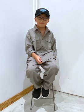 「GLOBAL WORK（グローバルワーク）のアイテム（キャップ）」を使った、osumiさん（キッズ・125cm）の秋コーディネート