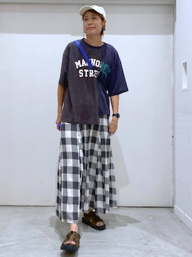 「GLOBAL WORK（グローバルワーク）のアイテム（帽子）」を使った、osumiさん（レディース・174cm）の夏コーディネート