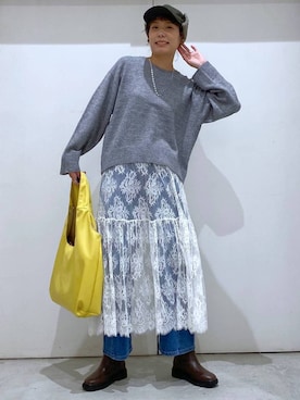 「ハグミーニット_GLOBALWORK」｜「アイテム（ブーツ）」を使った、osumiさん（レディース・174cm）の秋コーディネート