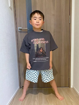 「GLOBAL WORK（グローバルワーク）のエアカルショーツガラ/T/618973（その他パンツ、グレー系）」を使った、osumiさん（レディース・174cm）の春コーディネート