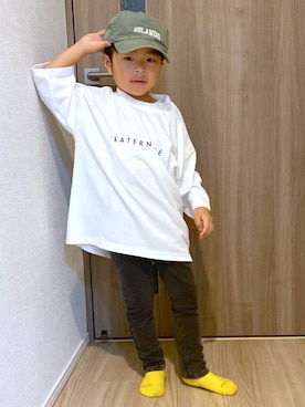 「アイテム（Tシャツ/カットソー）」を使った、osumiさん（キッズ・108cm・30代）の秋コーディネート