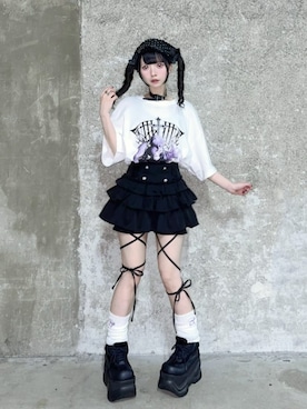 「アイテム（レッグウォーマー、ホワイト系）」を使った、Amilige_officialさん（レディース・155cm）の春コーディネート