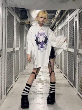 「Amilige（アミリージュ）のガーターベルト付パンツ（その他パンツ、ブラック系）」を使った、Amilige_officialさん（レディース・157cm）の春コーディネート