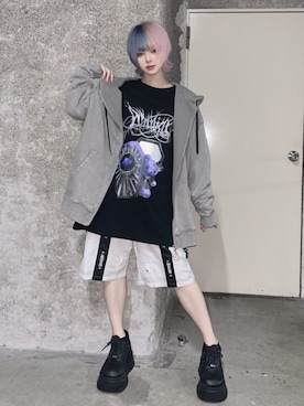 「Amilige（アミリージュ）のデザインベルトボンテージショートパンツ（その他パンツ、ホワイト系）」を使った、Amilige_officialさん（レディース・157cm）の春コーディネート