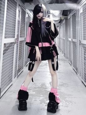「Amilige（アミリージュ）のハイウエストフリルジャージパンツ（その他パンツ、ブラック系）」を使った、Amilige_officialさん（レディース・161cm）の夏コーディネート