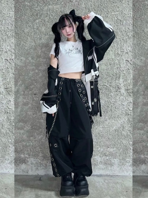Amilige（アミリージュ） ワイドパンツ パンツ ナイロンハトメ