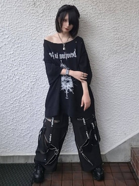 「Amilige（アミリージュ）のトリプルファスナーワイドパンツ（その他パンツ、ブラック系）」を使った、Amilige_officialさん（レディース・161cm）の夏コーディネート
