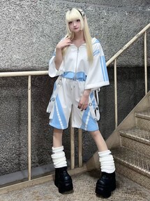 Amilige（アミリージュ）の「ウサギ耳バイカラージャージトップス