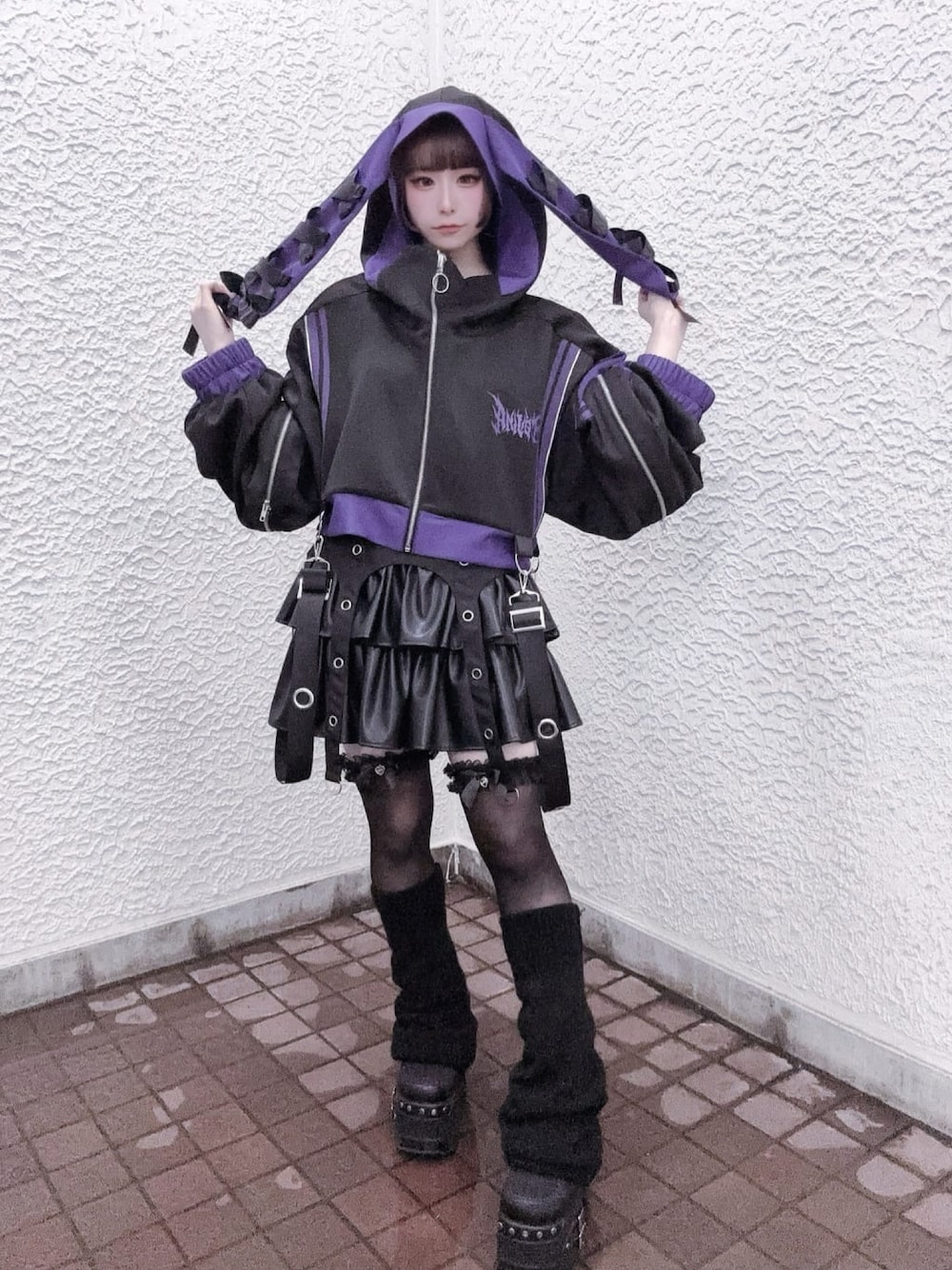 Amilige（アミリージュ）の「ハトメベルト付きPUフレアスカート