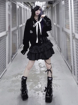 「Amilige（アミリージュ）のハイウエストエンブレムボタン付きフリルパンツ（その他パンツ、その他）」を使った、Amilige_officialさん（レディース・157cm）の春コーディネート
