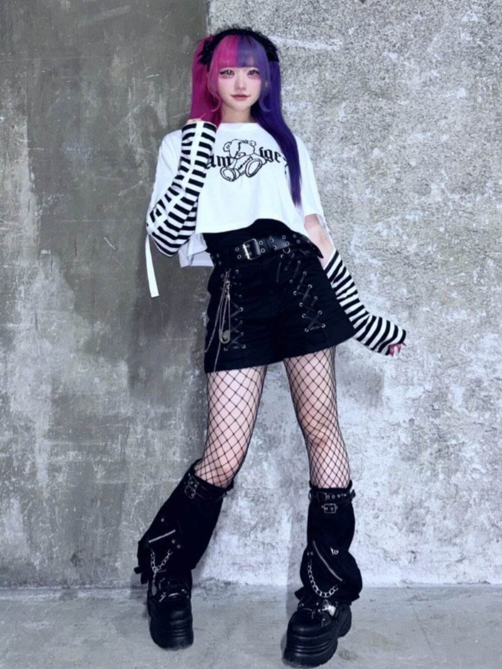 amilige アミリージュ ツギハギベアプリントクロップドトップス　トップス Amilige（アミリージュ）の「ツギハギベアプリントクロップド