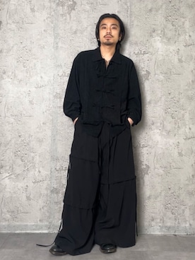 「Ruze（ルゼ）のAsymmetry drawstring wide pants（その他パンツ、ブラック系）」を使った、Amilige_officialさん（レディース・166cm）の夏コーディネート