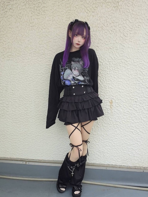 ハイウエストエンブレムボタン付きフリルパンツ（その他パンツ
