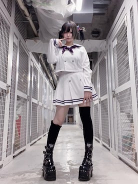「Amilige（アミリージュ）のセーラーセットアップ（セットアップ、ホワイト系）」を使った、Amilige_officialさん（レディース・163cm）の秋コーディネート