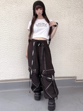 「Amilige（アミリージュ）のトリプルファスナーワイドパンツ（その他パンツ、ブラック系）」を使った、Amilige_officialさん（レディース・161cm）の夏コーディネート