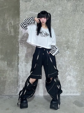 「Amilige（アミリージュ）のトリプルファスナーワイドパンツ（その他パンツ、ブラック系）」を使った、Amilige_officialさん（レディース・157cm）の春コーディネート