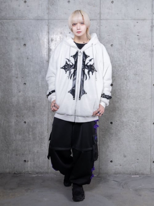 セール】うさぎ耳クロススタッズZIPファーコート（その他アウター