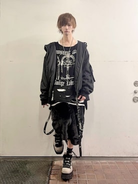 「Amilige（アミリージュ）のセーラー2wayMA-1ブルゾン（MA-1、ブラック系）」を使った、Amilige_officialさん（レディース・163cm）の秋コーディネート