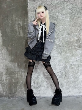 「Amilige（アミリージュ）のハイウエストエンブレムボタン付きフリルパンツ（その他パンツ、その他）」を使った、Amilige_officialさん（レディース・157cm）の春コーディネート