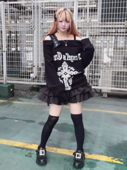 【新品】 Amilige Crossオフショルジャガードニット 黒 Crossオフショルジャガードニット（ニット/セーター）｜Amilige