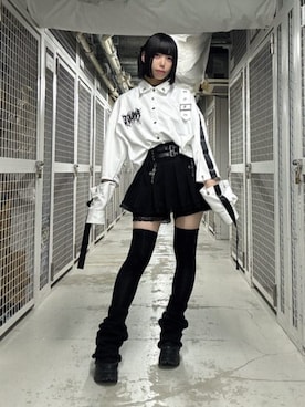 「Amilige（アミリージュ）のハイウエストプリーツスカパン（スカート、ブラック系）」を使った、Amilige_officialさん（レディース・157cm）の春コーディネート